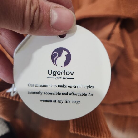 Women's Boho Orange Corduroy soft oversized overalls - Picture 3 of 11